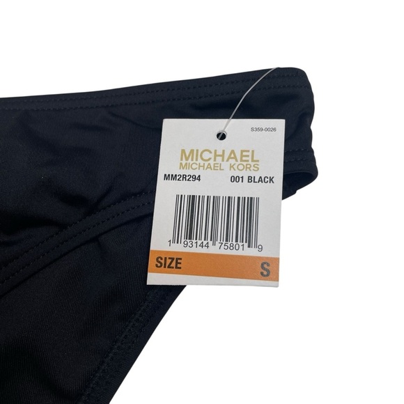 MICHAEL Michael Kors High Leg Bikini Bottom Solid Black Size Small New NWT - Picture 3 of 5